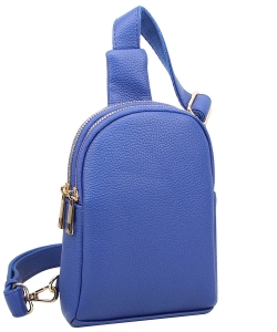 Fashion Multi Zip Sling Bag ND126 ROYAL BLUE